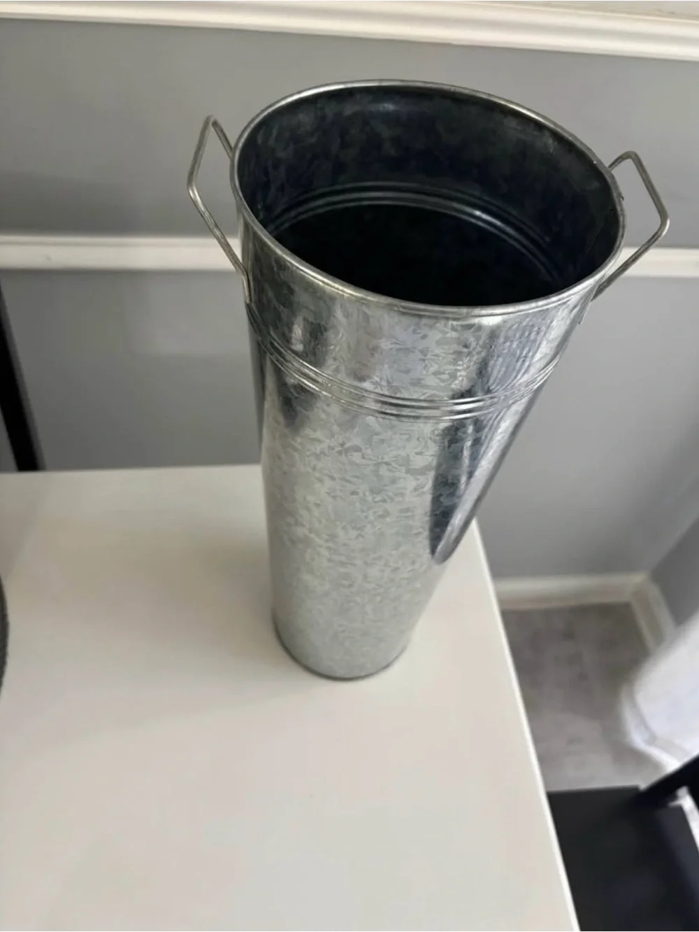 Galvanized Metal Tall Vase with Handles